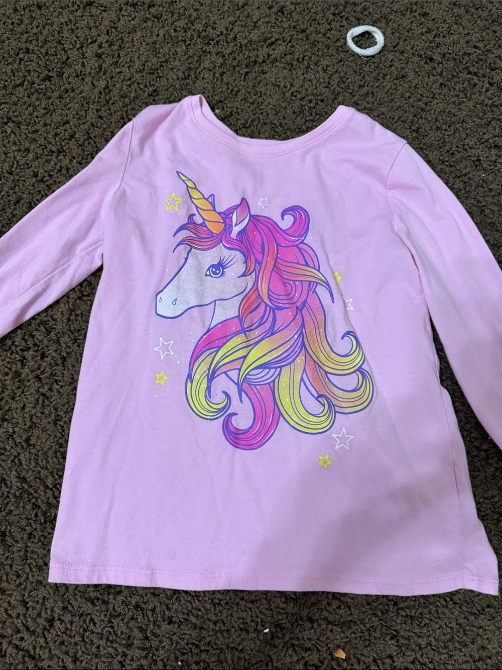 The Children's Place Pink Unicorn Long Sleeve Tee with Rainbow Mane